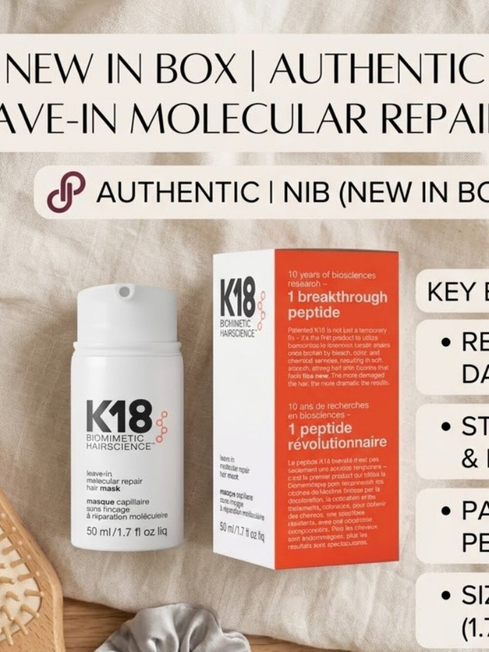 K18 Leave In Molecular Repair Hair Mask Biomimetic Hairscience 50 ml / 1.7 oz - Picture 2 of 4